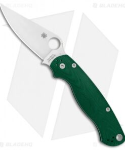 Spyderco Paramilitary 2 Compression Lock Knife Green Aluminum (3.4" Satin) BHQ