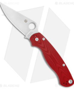 Spyderco Paramilitary 2 Knife Red Aluminum Waves (3.4" Satin BD1N) C81ALPRD2