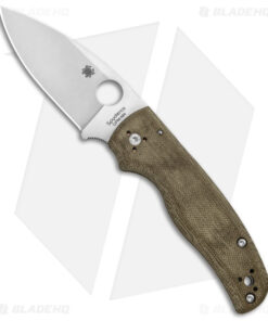 Spyderco Shaman Green Canvas Micarta Knife (3.6" Satin M4) C229MPM4