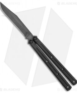 Squid Industries Krake Raken Bowie V2.5 Balisong Knife Matte Black (4.5" Acid)