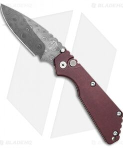 Strider + Pro-Tech SnG Automatic Knife Smooth Burgundy Micarta (3.5" Damascus)