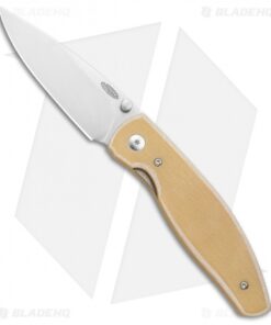 Three Rivers Manufacturing Atom Liner Lock Bone White Linen Micarta (3.5" SW)