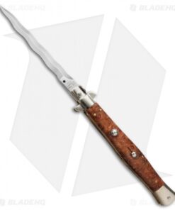 AGA Campolin 13" Burl Wood Automatic Knife Italian Stiletto (Kriss Plain)