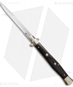AGA Campolin 13" Automatic Knife Ebony Wood Italian Stiletto (Bayonet Plain)