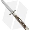 AGA Campolin 13" Bat Swinguard Automatic Knife Stag Horn (5.75" Satin Dagger)