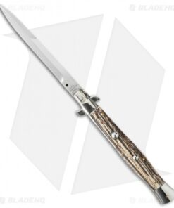 AGA Campolin 13" Picklock Automatic Italian Stiletto Stag Horn (6" Satin Bayo)