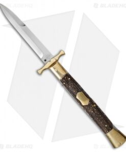 AGA Campolin 13" Bat Swinguard Automatic Brass/Stag Horn (5.75" Satin Bayonet)