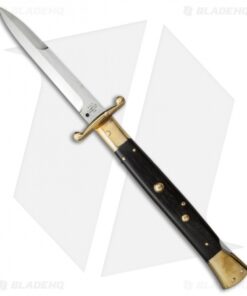 AGA Campolin 13" Swinguard Automatic Knife Brass/Ebony Wood (5.75" Satin Bayo)