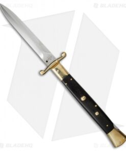 AGA Campolin 13" Swinguard Automatic Knife Brass/Ebony Wood (5.75" Satin Dagger)