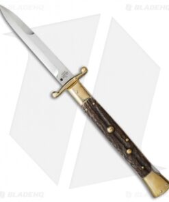 AGA Campolin 13" Swinguard Automatic Knife Brass/Stag Horn (5.75" Satin Bayo)