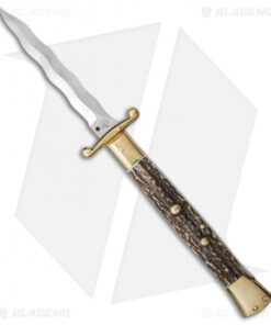 AGA Campolin 13" Swinguard Automatic Knife Brass/Stag Horn (5.75" Satin Kriss)