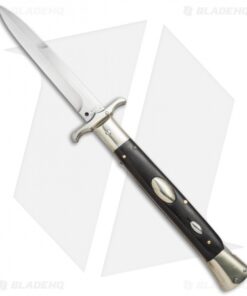 AGA Campolin 13" Bat Swinguard Automatic Knife Ebony Wood (5.75" Satin Bayonet)