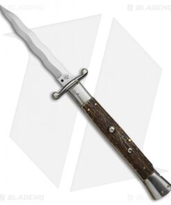 AGA Campolin 13" Swinguard Automatic Knife Stag Horn (5.75" Satin Kris)