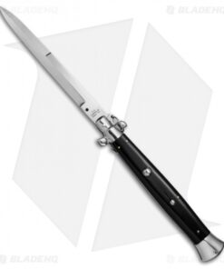 AGA Campolin 18" Ring Pull Automatic Italian Stiletto Black (8" Satin Bayo)