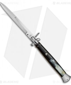 AGA Campolin 18" Ring Pull Automatic Knife Brazilian Horn (8" Satin Bayo)