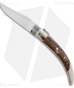 AGA Campolin Catalana Ring Pull Automatic Knife Stag Horn (4.5" Satin)