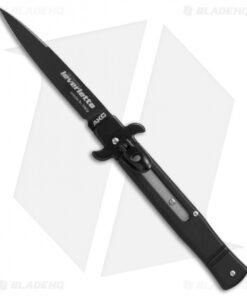 AKC Leverletto 7.5" Lever Lock Automatic Italian Knife Black (3.2" Black Flat)