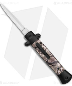 9" Italian Stiletto OTF Auto Dagger Knife Sidewinder Black (3.8" Satin) W/O Clip