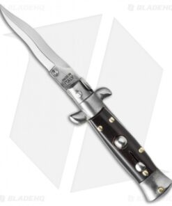 SKM 4.5" Italian Mini Stiletto Automatic Knife Dark Horn (2" Satin Kris)
