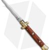 SKM AB 9" Italian Stiletto Automatic Knife Brass/Bocote Wood (4" Satin Kriss)